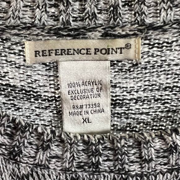 Reference Point XL Penguin Holiday Sweater Gray Marled Acrylic Knit - Picture 4 of 5